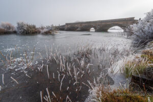 Winter wonderland! Ross Bridge and a frozen Macquarie River, Tasmania